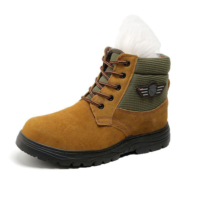 Botas de algodão espessadas de inverno Botas de cano alto com isolamento para atividades ao ar livre - Botas de caminhada no interior Sapatos de algodão masculinos Botas de plataforma