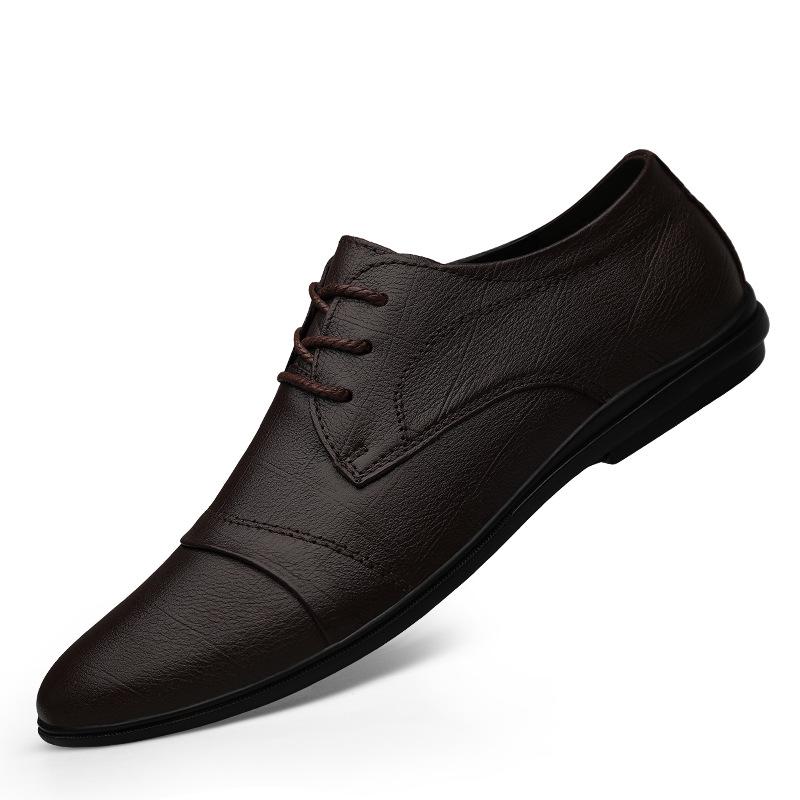 Men s Business Formal Leather Shoes - Trendy Cowhide Soft Sole Casual Large Size. Size 39