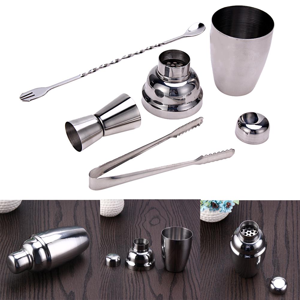 4pcs Cocktail Shaker Barware Tools 250ml Stainless Steel Shaker Barware Tools Lightweight Portable with Jigger Bar Accessories