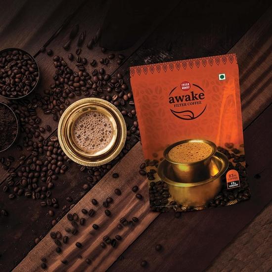 FRESH & HONEST Awake Filter Coffee Powder | Blend of Coffee 83% Chicory 17%| South Indian Filter Coffee | 200g Pack | Pack of 2