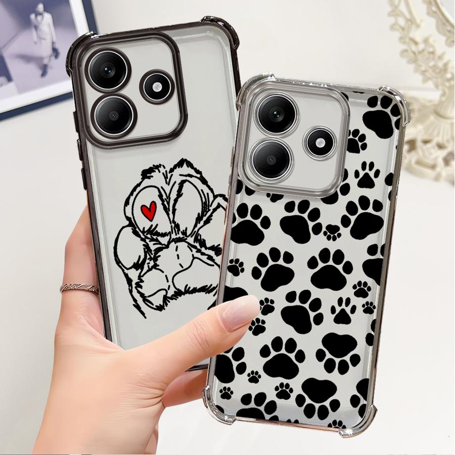 Cute Pet Paw Prints Case for Redmi Note 14 Pro Plus A3 A5 10 Lite 13C 11s Note 13 12 9 Pro K80 11 Phone Cover