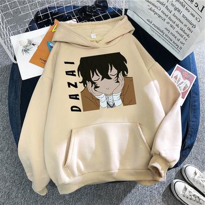 Kawaii Anime Bungou bezpańskie psy bluzy śmieszne Dazai Osamu nadruk kreskówkowy zima Casual Oversize Harajuku Casual bluzy damskie