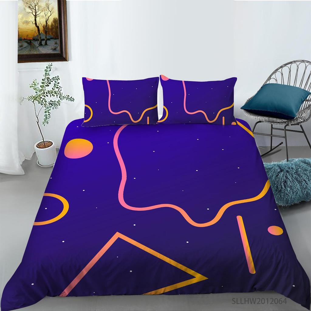 3D Graphic Bedding Colorful Pattern Duvet Cover and Pillowcase 2 or 3 Pieces of Microfiber Fabric with Zipper Washable Super Soft Home Decoration