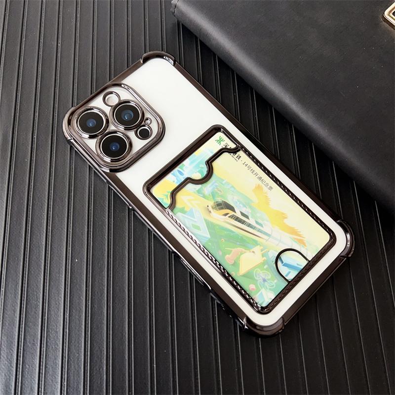 Luxury Shockproof Phone Case For iPhone 16e 16 15 14 Pro Max 13 12 mini 11 Xs XR 7 8 Plus SE Transparent Card Slot Bag Cover