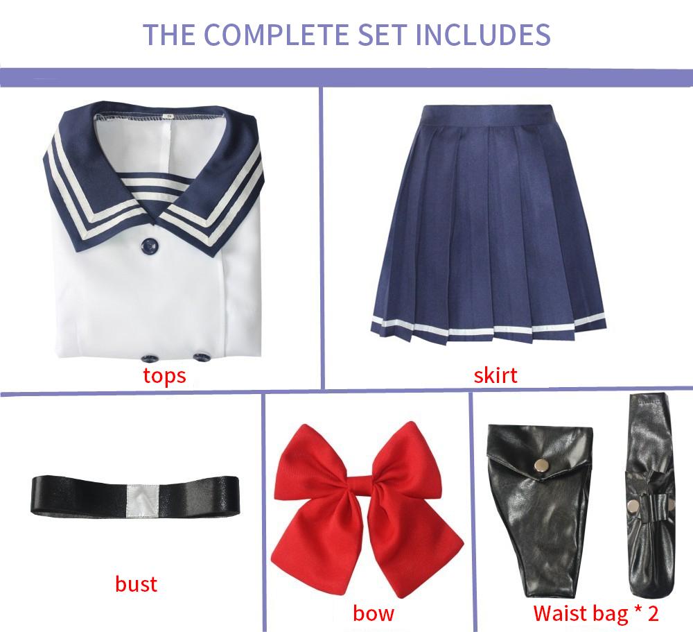 Anime High Rise Invasion Cosplay Costume Wigs Tenkuu Shinpan Yuri Honjo Wig Women Sailor Suit JK School Uniform