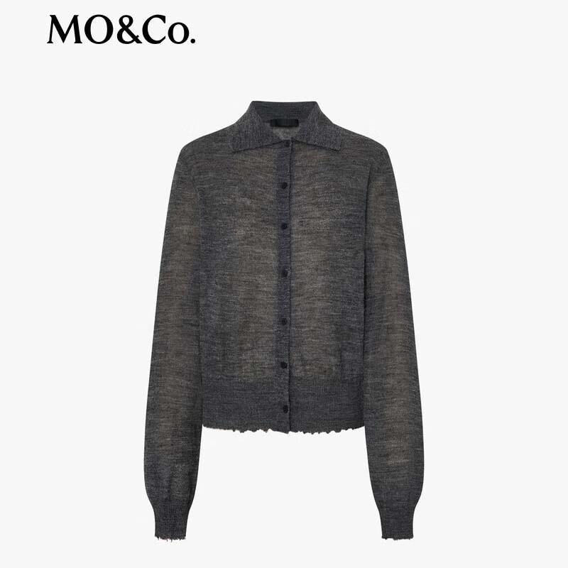 MO&Co. Women's Sheer Short Lapel Knit Cardigan