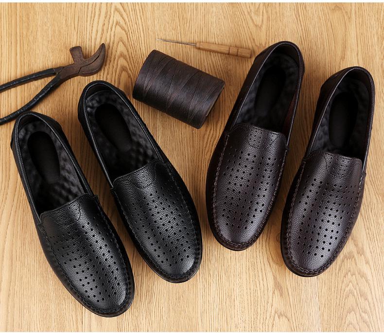2018 Men's Genuine Leather Casual Non-slip Loafers with Soft Sole Breathable Cowhide