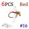 6PCS Tungsten Beadhead Midge Jig Nymph Fast Sinking Fly Fishing Lure for Trout Grayling Euro Nymphing