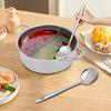 304 Stainless Steel Hotpot Pot 28cm Dual Chamber Pot with Ladle and Strainer Right Angle Design for Family Kitchen Cooking
