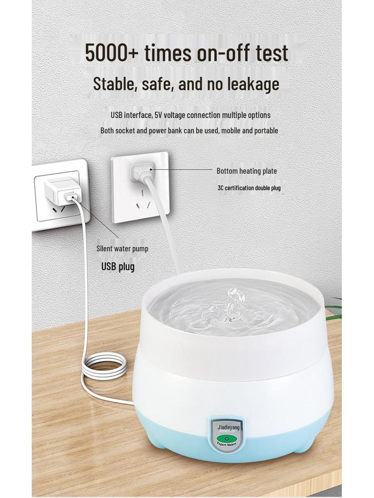 Smart Heated Cat Water Fountain & Yogurt Maker - Silent Pet Bowl for Cats