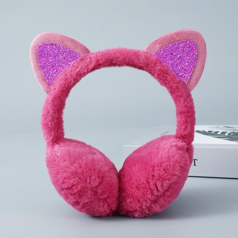 Playful Girls Ear Muffs Cold Protection Warm Hot Lovely Winter Warm Cat Ear Warmers Glitter Ears Plush Earmuffs for Women EZr02