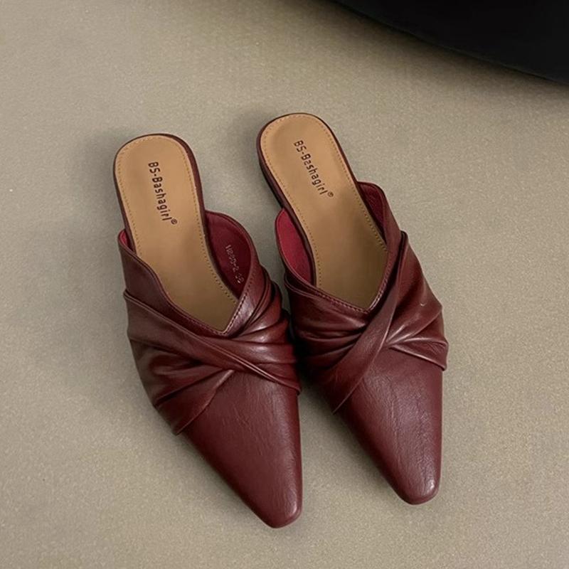 Fashion SUOJIALUN 2025 Spring New Women Slipper Fashiion Bow-knot Slip On Ladies Elegant Slip On Mules Shoes Soft Flat Heel Dress Sandal