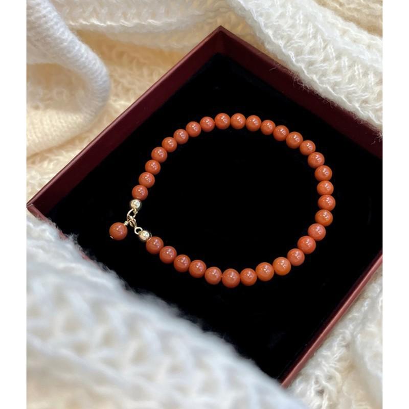 Persimmon Red Natural Southern Red Agate Bracelet, Zodiac Bracelet for Women, Simple Rabbit-themed Jewelry Gift for Girlfriends