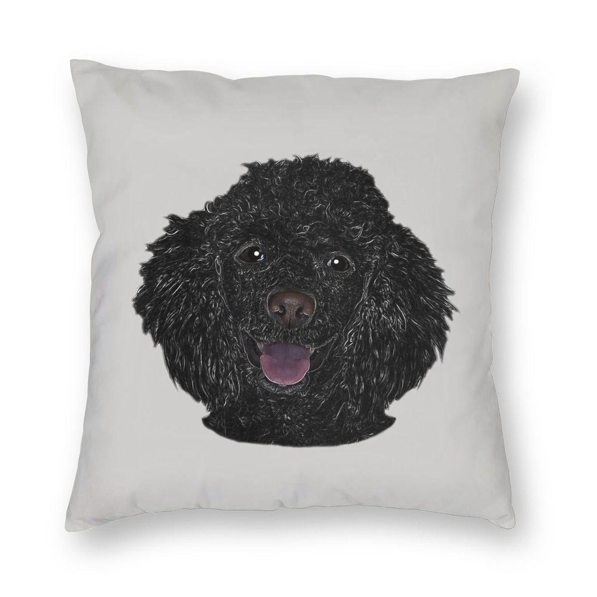 Милая наволочка для щенка черного пуделя, полиэстер, лен, бархат, креативная наволочка с декоративной молнией, чехол для автомобильной подушки 18 30x30cm