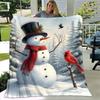 1pc Christmas Snowman Printing Lightweight Flannel Blanket, Comfortable and Warm Blanket, for Camping Sofa Bed and Couch Office, In All Seasons