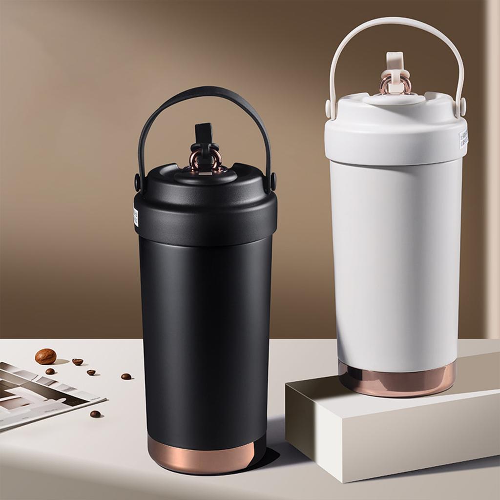 Ceramic Interior Thermal Cup for Women Large Capacity Double Layer Insulated Straw Water Bottle Leak Proof Drinkware