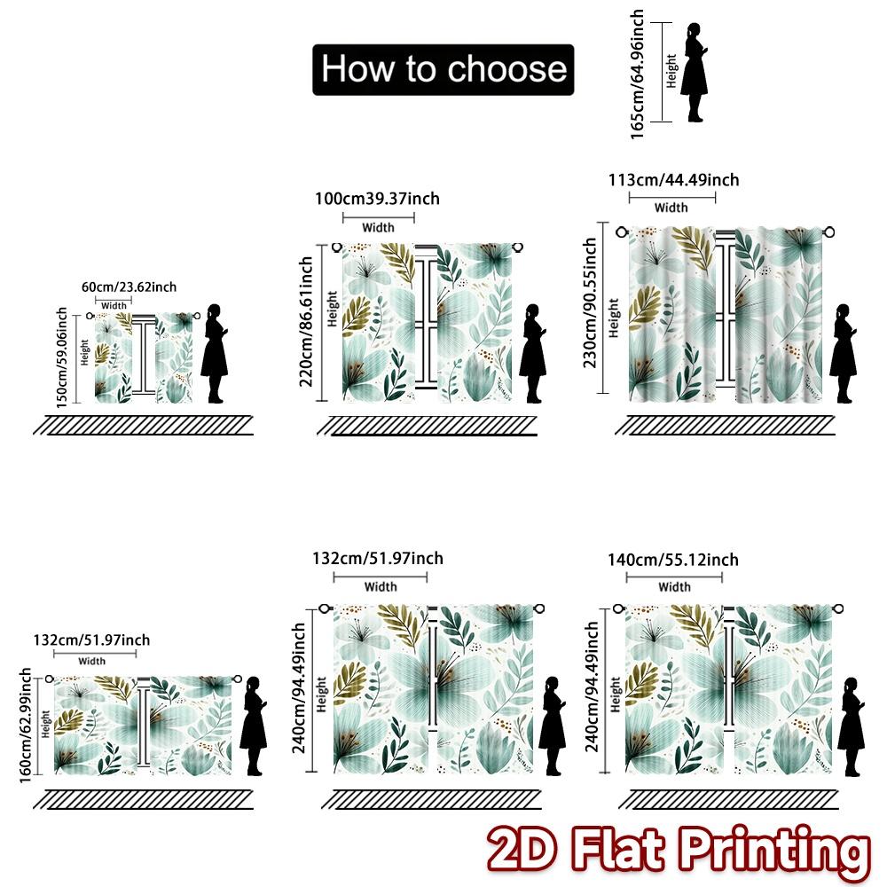Set Of 2 Flat Printing Curtains Without Rod Floral Elegance Design Holiday Saint Patrick Is Day Printed Prints Curtain Polyester