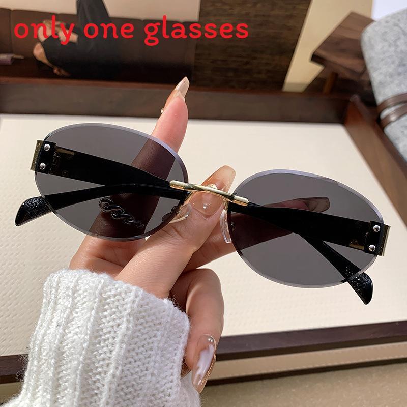Fashion Oval Cat Eye Sunglasses With Uv400 Protection For Outdoor Activities Gray