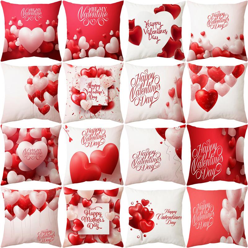 Pillow New Valentine's Day Pillow Case Pink Love Balloon Pillow Sofa Cushion Pillow Case