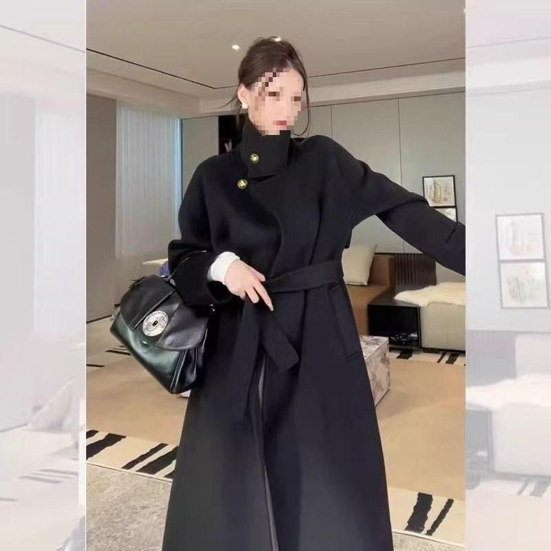 Women's Hepburn Style Black Wool Coat - 2025 Autumn/Winter Collection