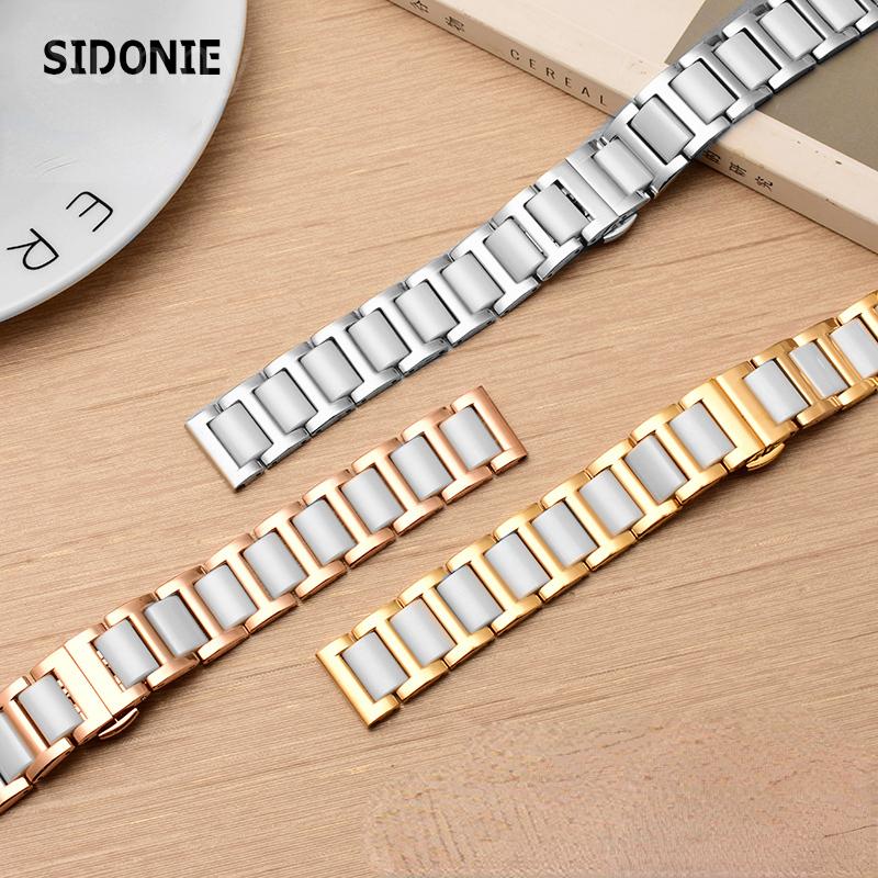 רצועת שעון קרמית איכותית עבור Rossini Guess Ebo Watch King רצועת שעון פלדה צמיד 16 18 מ"מ