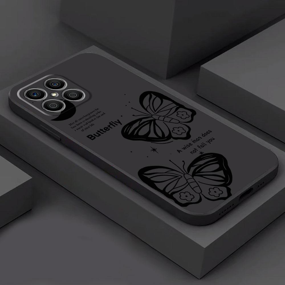 INS Retro Butterfly Cover Phone Case for Honor X9a Magic5 Lite 8X 70 X8a 90 Pro X8 X6 X7 X6a Magic5 Black Soft Funda Cases