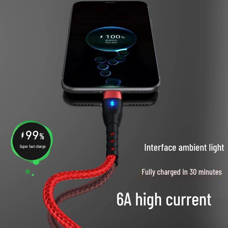 120W Braided Super Flash Type-C Charging Cable for Huawei, Vivo, Oppo, Honor