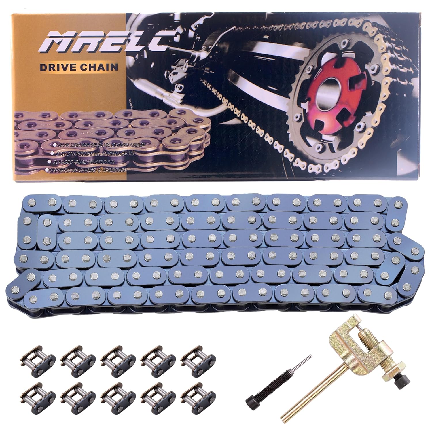 T8F Drive Chain 116 Link With Chain Breaker For 4C 47Cc 49Cc 2-Stroke Pocket Rocket Bike Mini Chopper 50Cc SSR SX50 Syx Moto Holeshot MotoTec Xtreme
