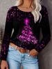 2023 Fashion Women's Pullover Christmas Blue Star Graphic Casual Sports O-Neck Long Sleeve Tops Micro-Elastic Fall & Winter