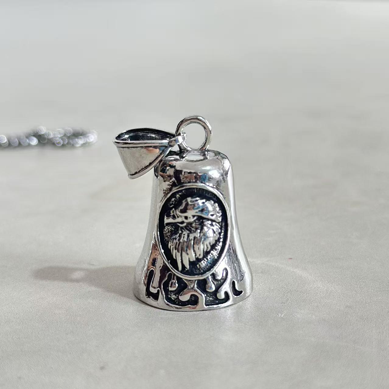 Zinc Alloy Retro Eagle Motorcycle Bell Pendant Necklace