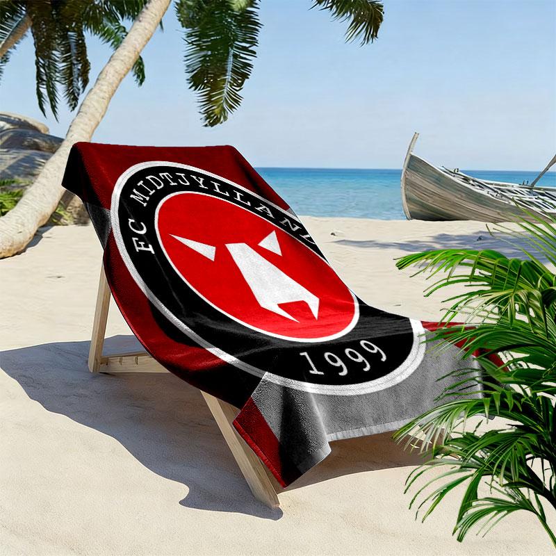 FC Midtjylland Logo Print Beach Towel, Large Soft Quick Dry Towel for Beach Camping Swimming