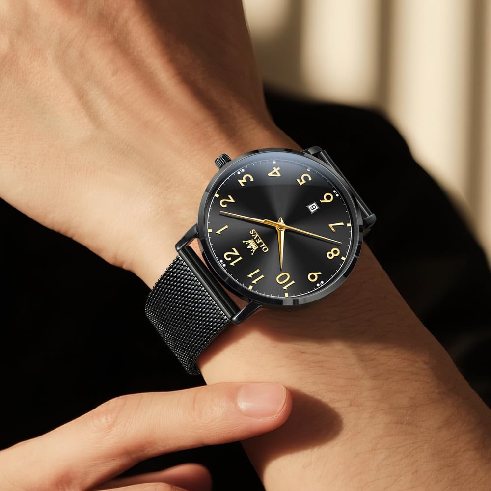 OLEVS Men's Business Casual Watch Analog Quartz Waterproof Luminous Date Display for Men
