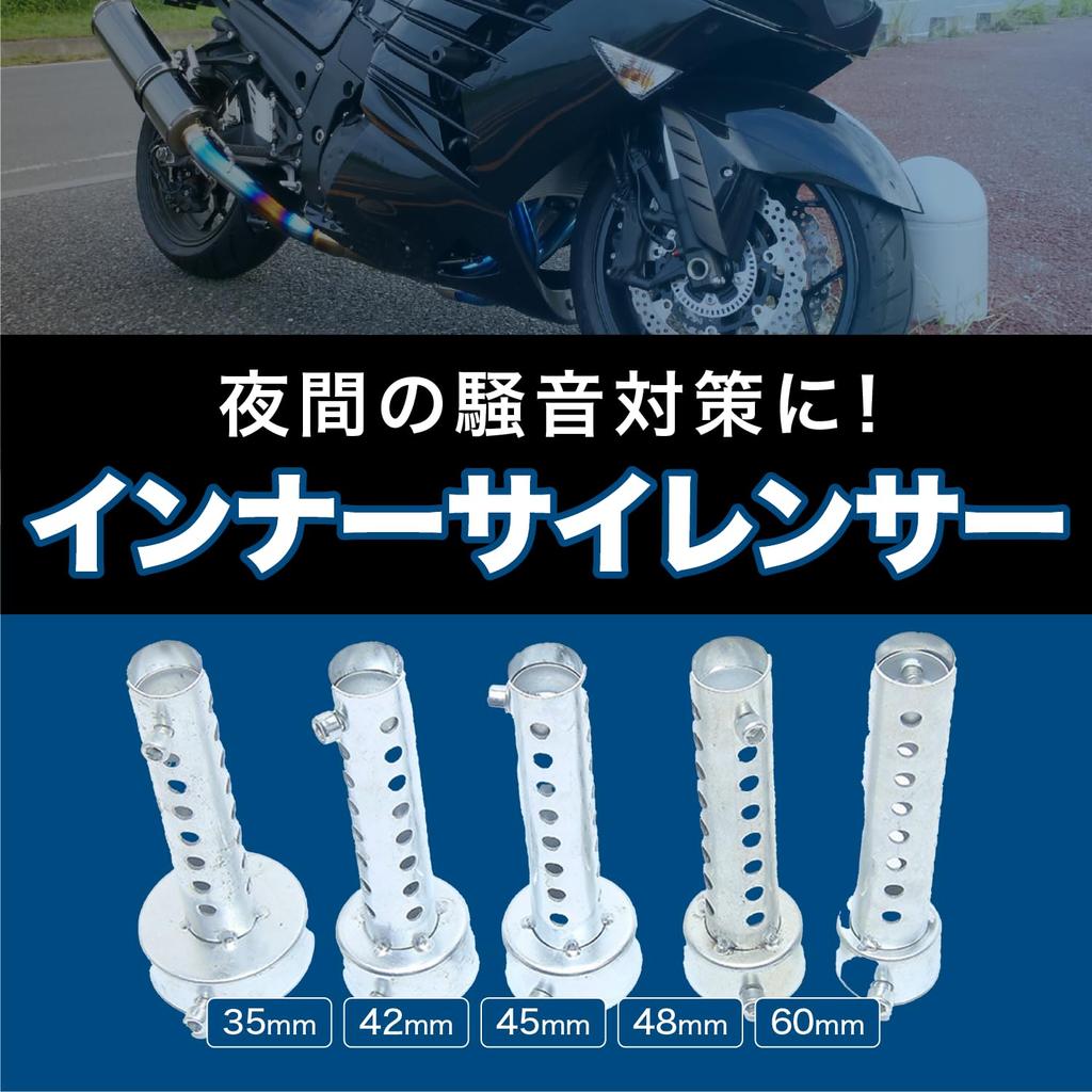 FJmark Motorcycle General Purpose Muffler, Inner Silencer, Baffle, Noise Reducing (Black, 1.7 Inches (42 Mm)