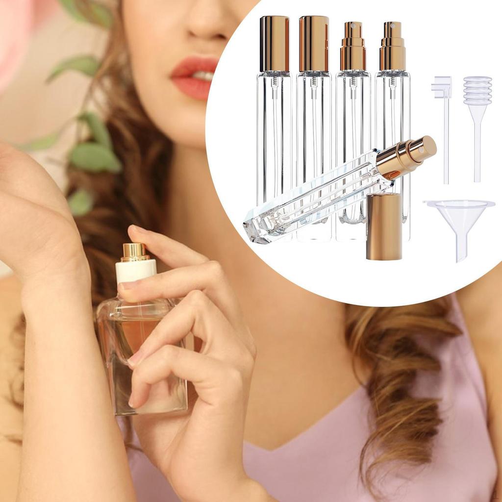 5 Pack of 10ml Glass Atomizer Bottles with Leakproof Design for Fragrance