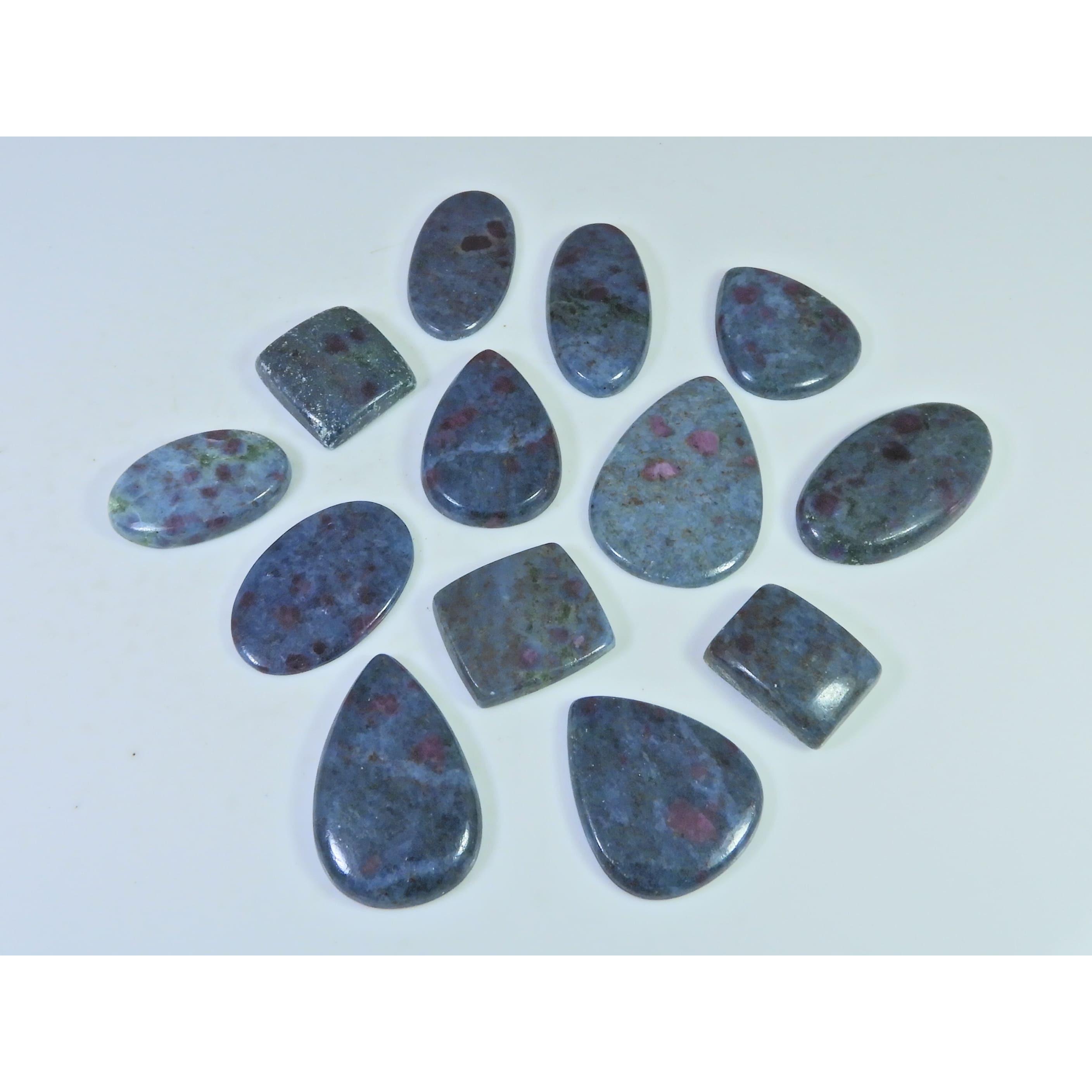 340Cts. Natural Ruby in Kyanite Mix Cabochon Loose Gemstone 13 Pcs Lot C-1308