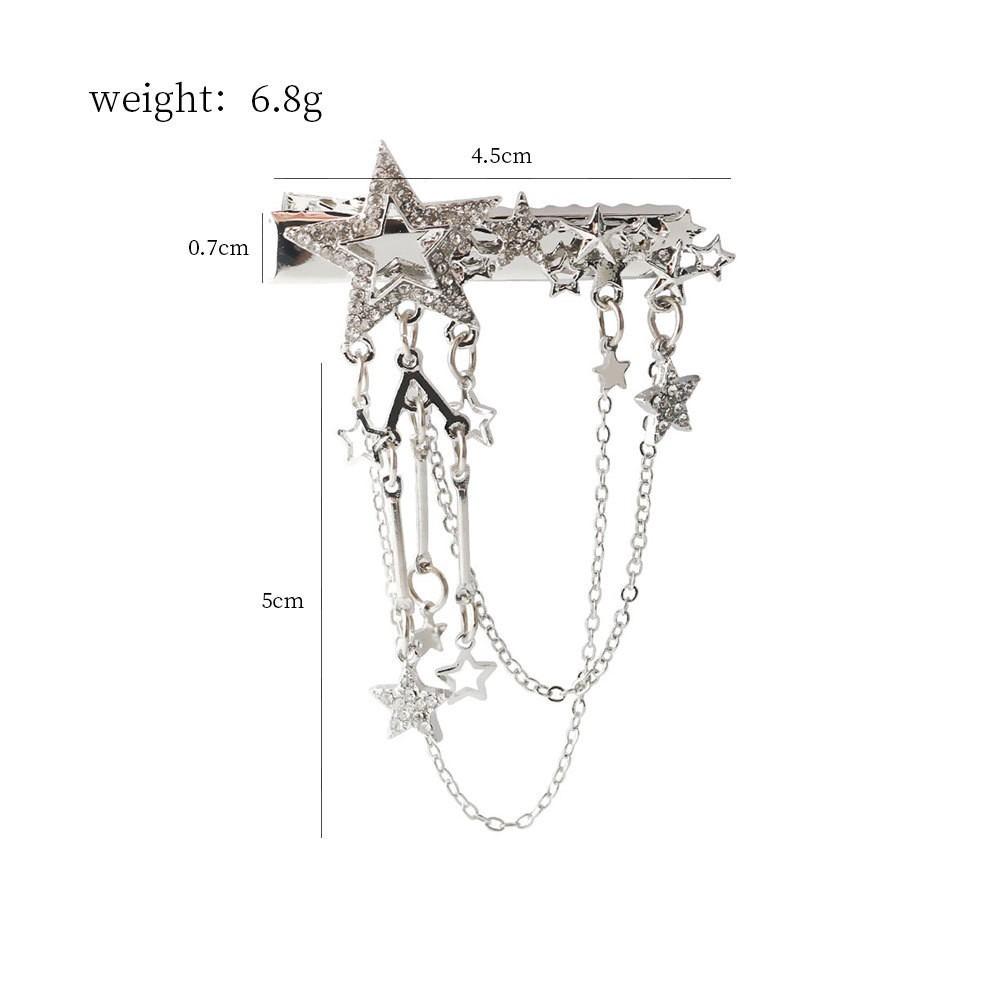 Harajuku Sparkling Punk Hair Clip Crystal Star Fairy Hair Accessories Y2K Headwear Tassel Hairpins for Women Girl