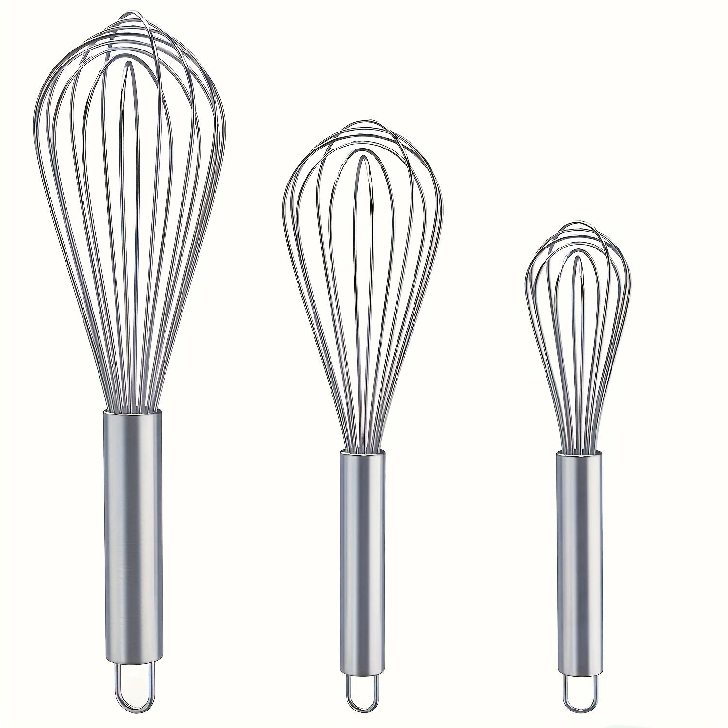 3pcsStainless Steel Egg Stirring Balloon Whisk Manual Egg Beater Mixer Kitchen Baking Utensil Multifunctional Cream Butter Whisk