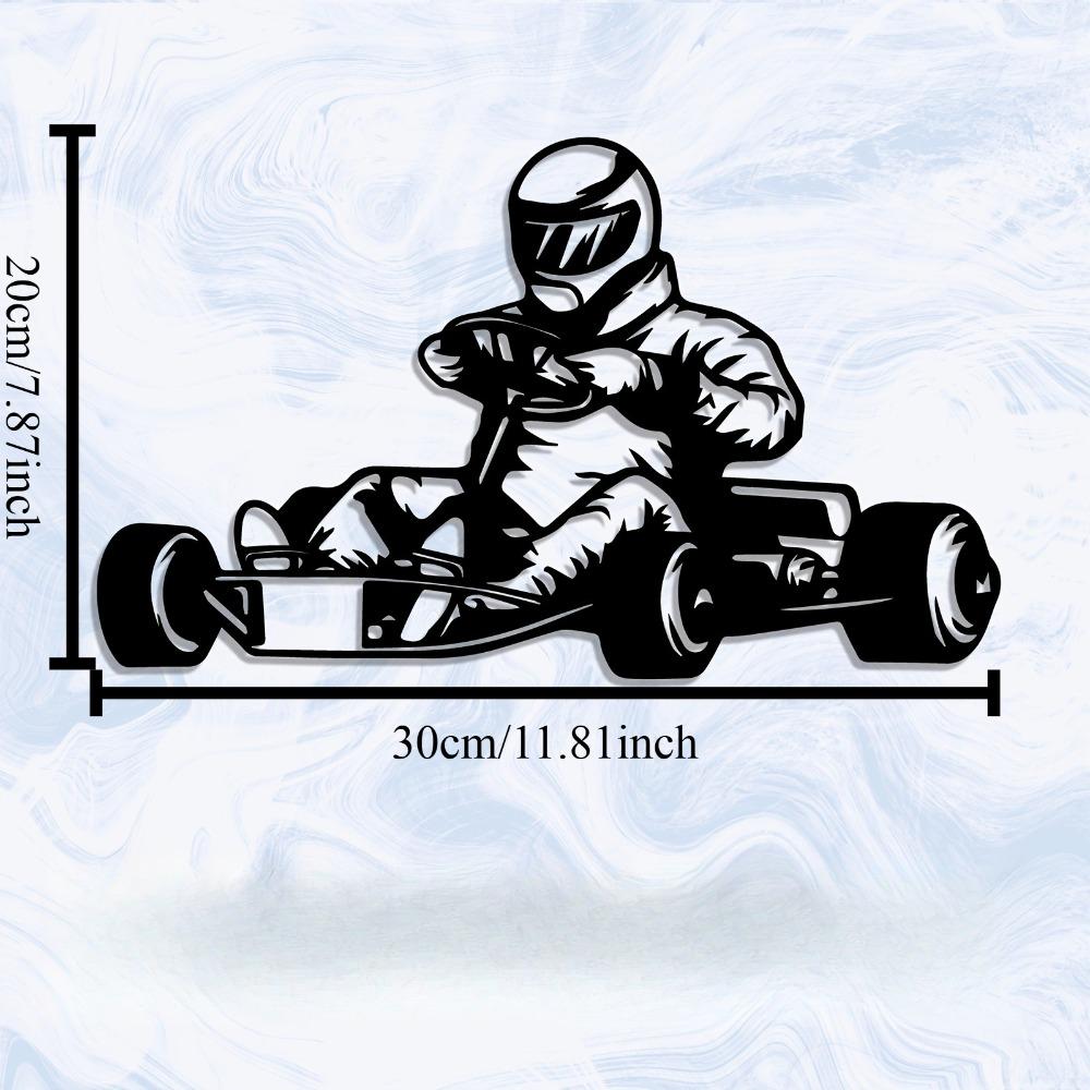 Dynamic Go Kart Racer Metal Wall Art, Iron Sculpture, Racing Fan Gift, Rustproof Garage Decor, Motorsport Theme 12in