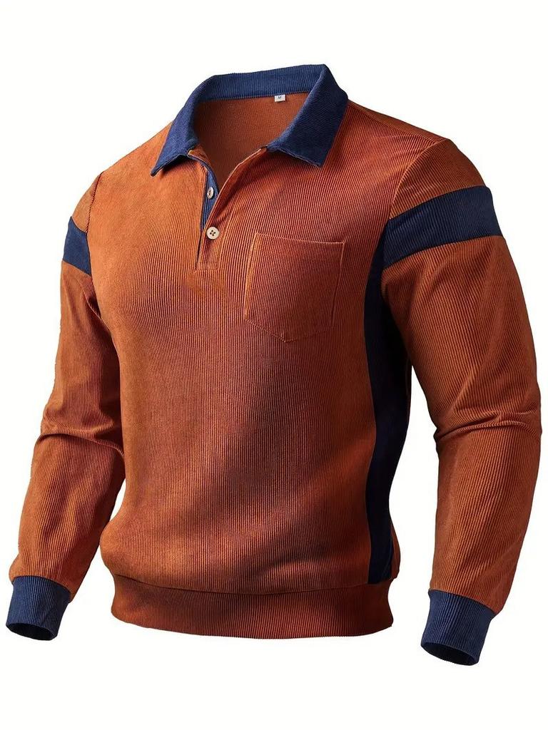 Essential for men! Long sleeve polo shirt, slim fit, casual daily wear