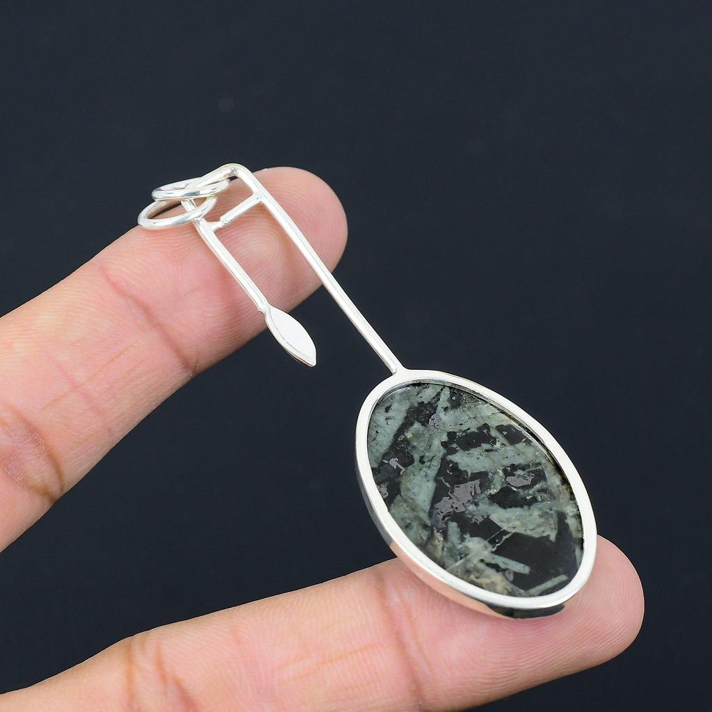 Mothers day Deal 925 Silver Oval Natural Star Galaxy Jasper Handmade New Pendant