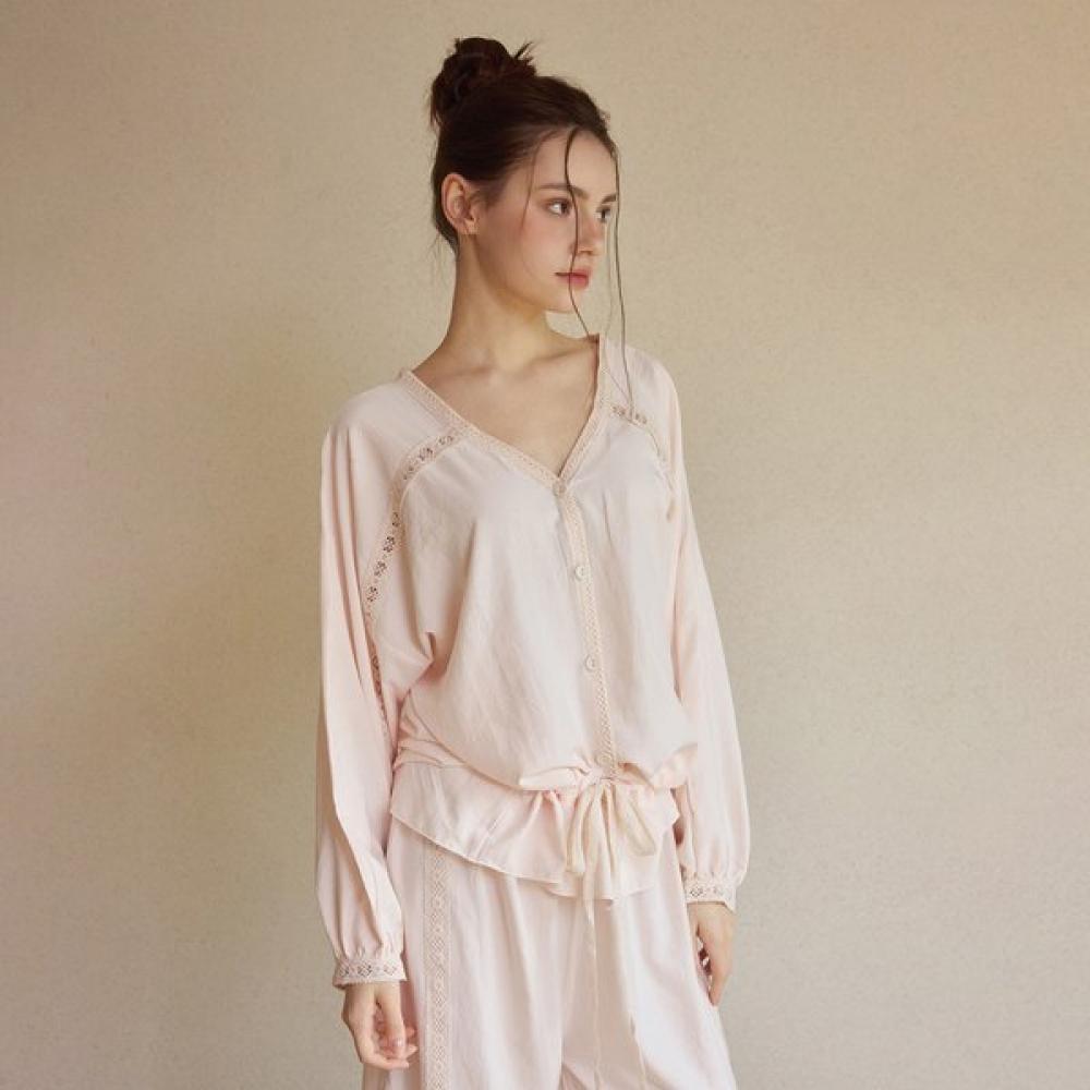 Lunaluz Women S Long Sleeve Shirt Two Piece Pajama jeSSie Pink/free
