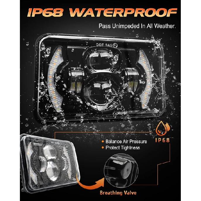 80W 4X6 Inch LED H4 Headlights Projector High Low Beam Work Light For H4651 H4652 H4656 H4666 Car Truck Conversion Offraod