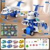 Kids Airplane Toy Racing Tracks Toy for Kids 3 4 5 6 7 Boys - Toy Airplane Small with 8 Car Toy, Garage Parking Lot, Car Carpet for Kids Playmat,