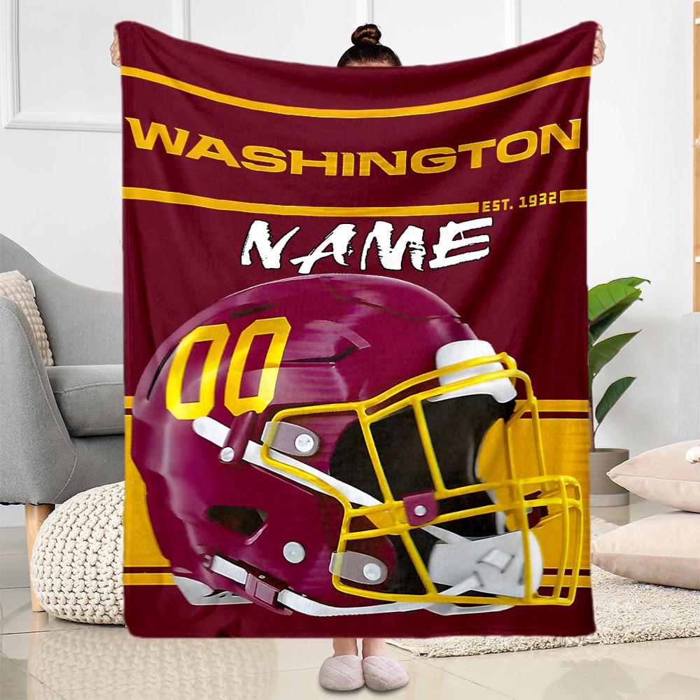 Washington Football Helmet Customize Text Blanket Throw Customizable Blanket Comfortable Throw For Bedding Living Room Bed Seaside All-Season Use