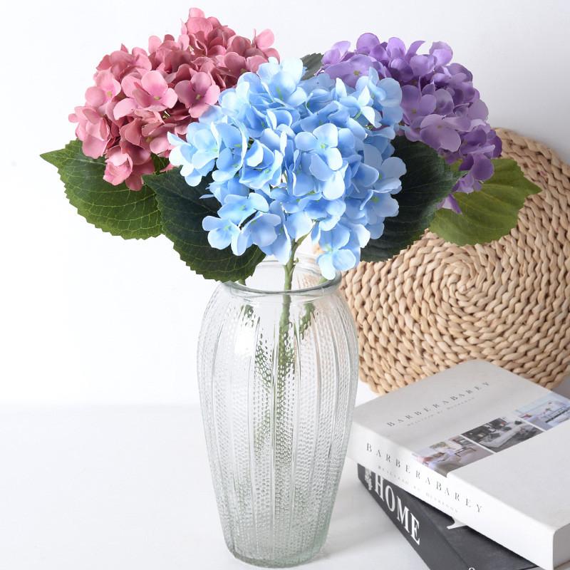 Simulated Hydrangea Single Flower With Leaf Home Wedding Hall Decoration Prop