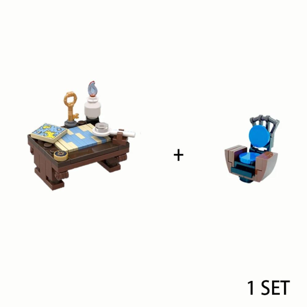 Medieval Witch Hut Building Blocks MOC Mode Magic Potion Bottle  Witch's Kitchen Cartography table Toys Brick Gift