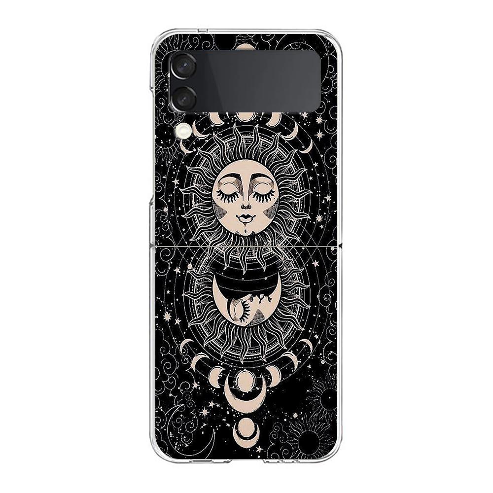 Phone Case For Samsung Galaxy Z Flip 3 4 5 Hard Folding Clear PC Bumper Planet and starry sky art For Samsung Z Flip 6 Cover