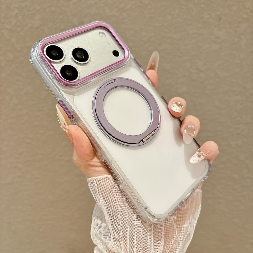 360 Rotating Magnetic Kickstand Skin Feel Case for iPhone 17 Pro Max 16 15 14 13 for Magsafe Shockproof Metal Optical Lens Cover