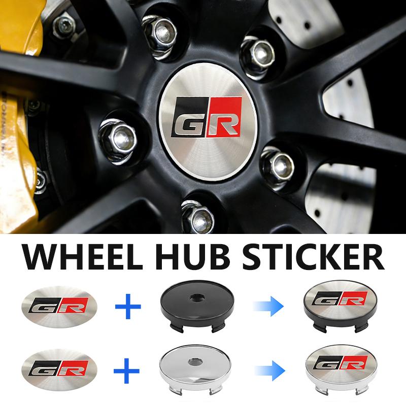 For Toyota 4pcs 56/60mm Car Wheel Center Hub Cap Rim Cover Stickers Crown GR Corolla YARIS Auris C-HR Hilux Vios Prius