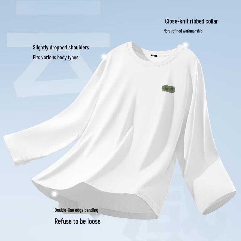 JEEP Men's Pure Cotton Crew Neck Long-Sleeve T-Shirt